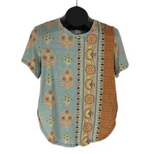 Anthropologie Postmark Delilah Tee Women's Small Crew Neck Cotton Floral Boho